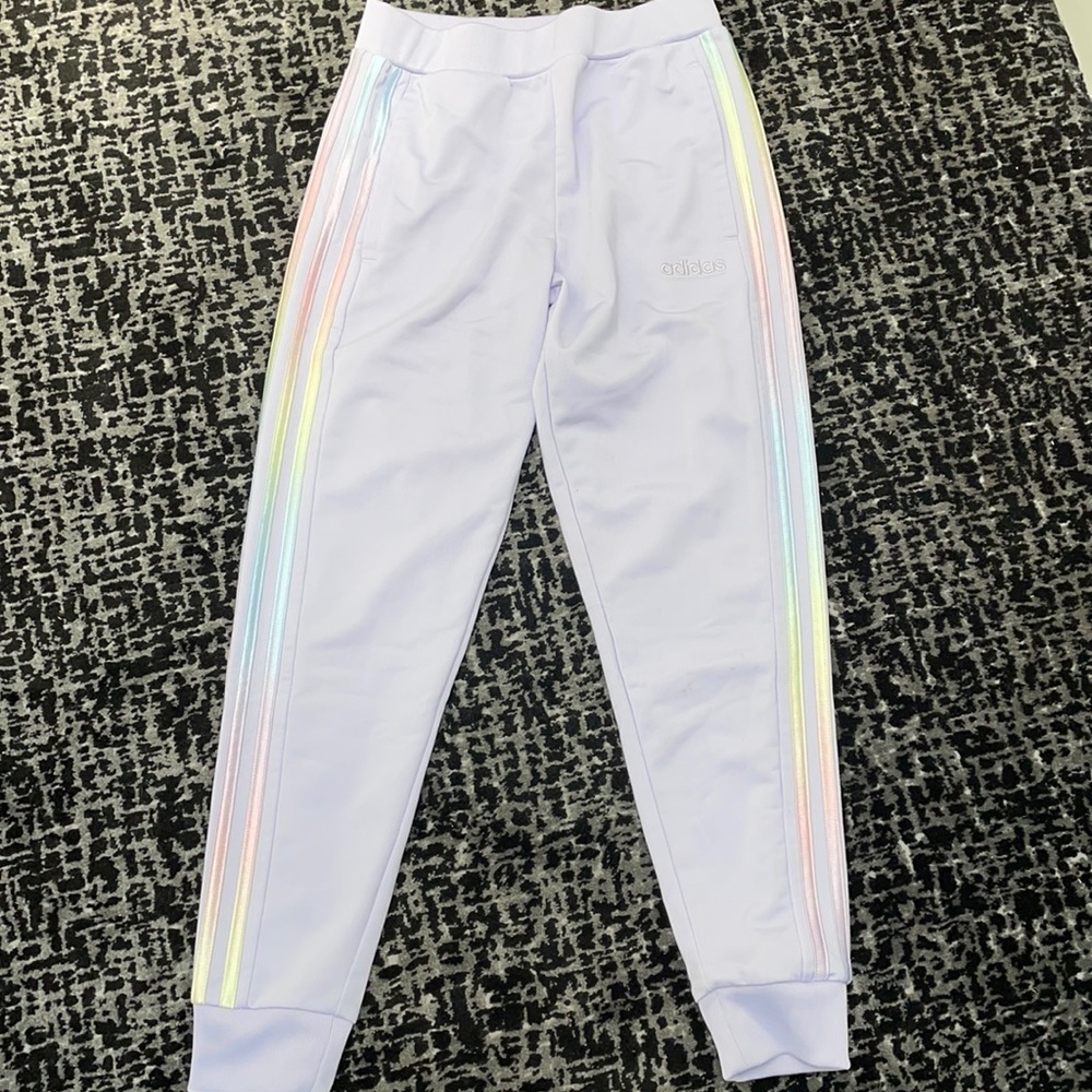 Girls adidas purple type dye pants